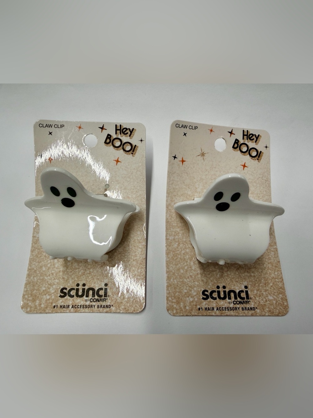 scunci White Ghost Claw Clip Pair - Cute Halloween Hair Accessories